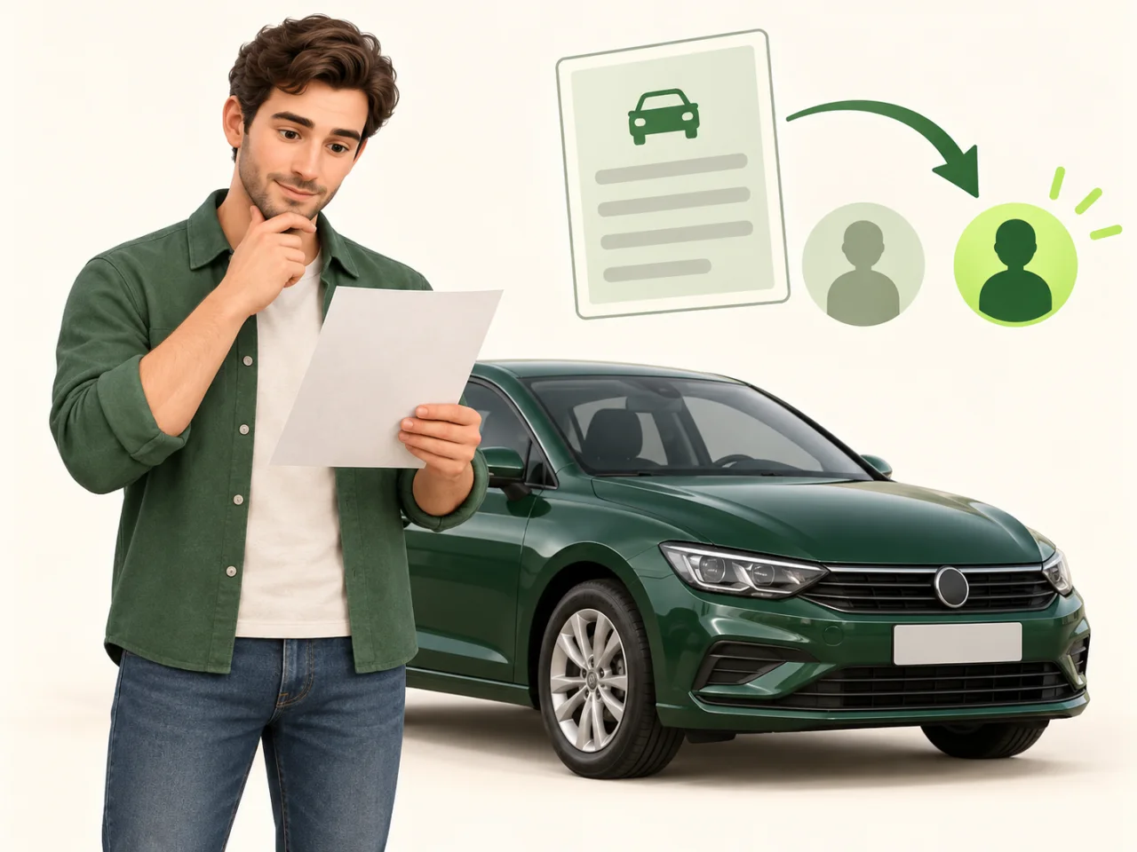 La nueva titular consulta el permiso de circulación de su coche