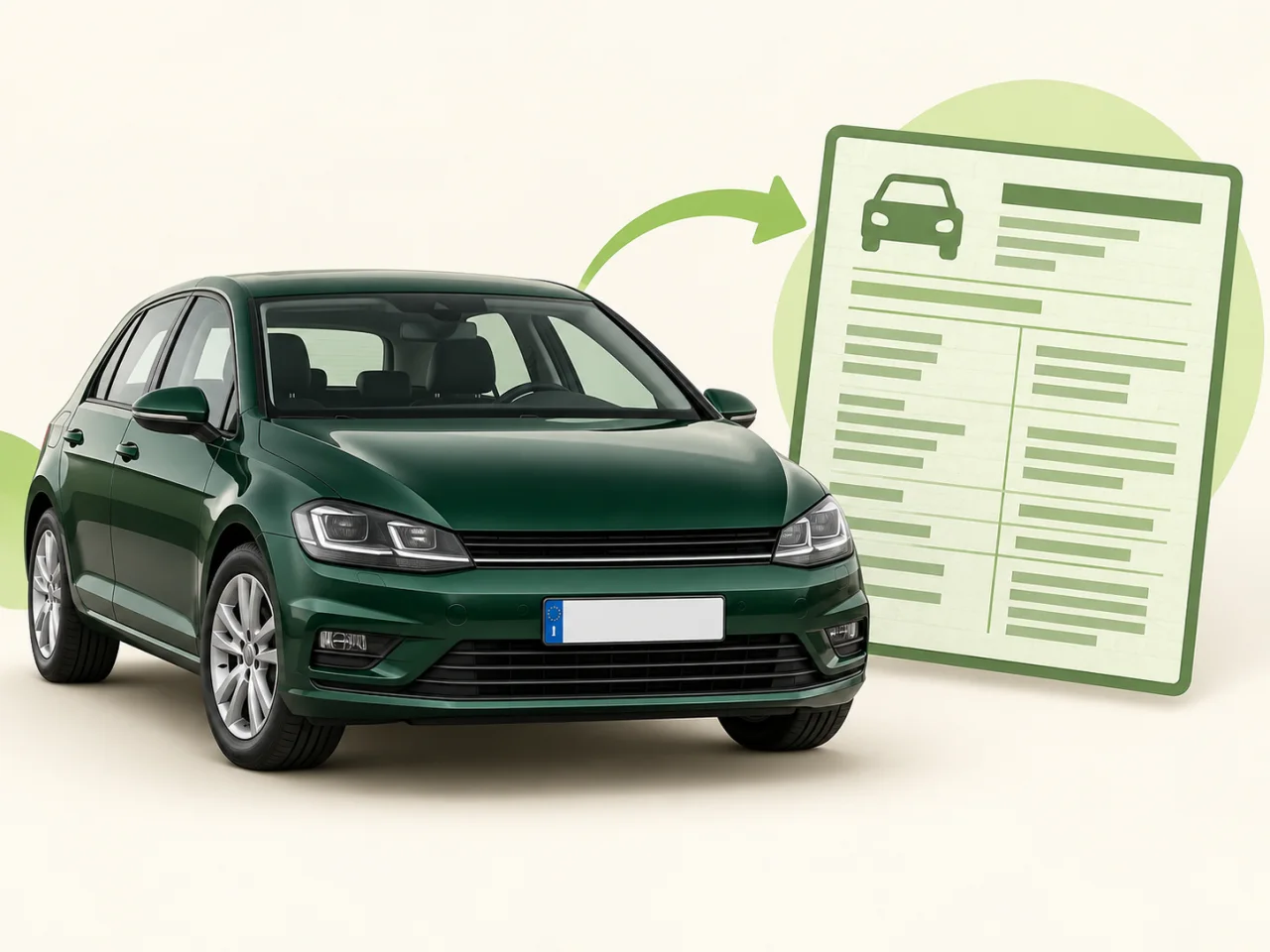 Coche junto a su permiso de circulación