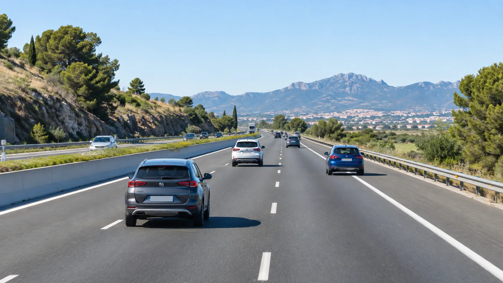 Automóviles circulan por una autovía dejando espacio suficiente entre ellos