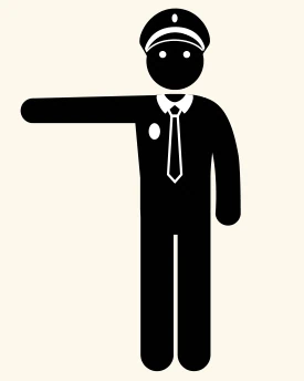 Agente de tráfico con el brazo extendido en horizontal