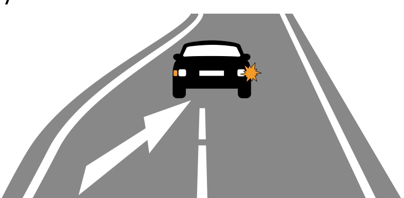 Flecha que avisa del final de un carril