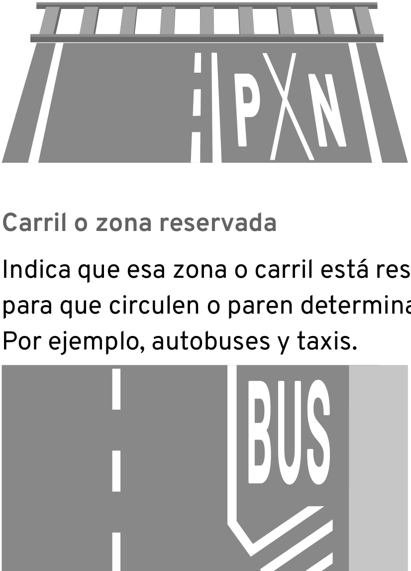 Marcas viales de paso a nivel, carril BUS, vía ciclista y zona cebreada
