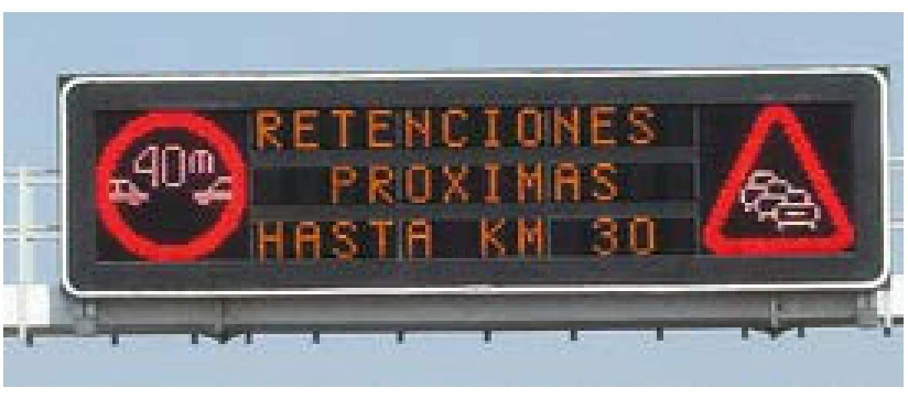 Panel de mensaje variable con información de tráfico por colores
