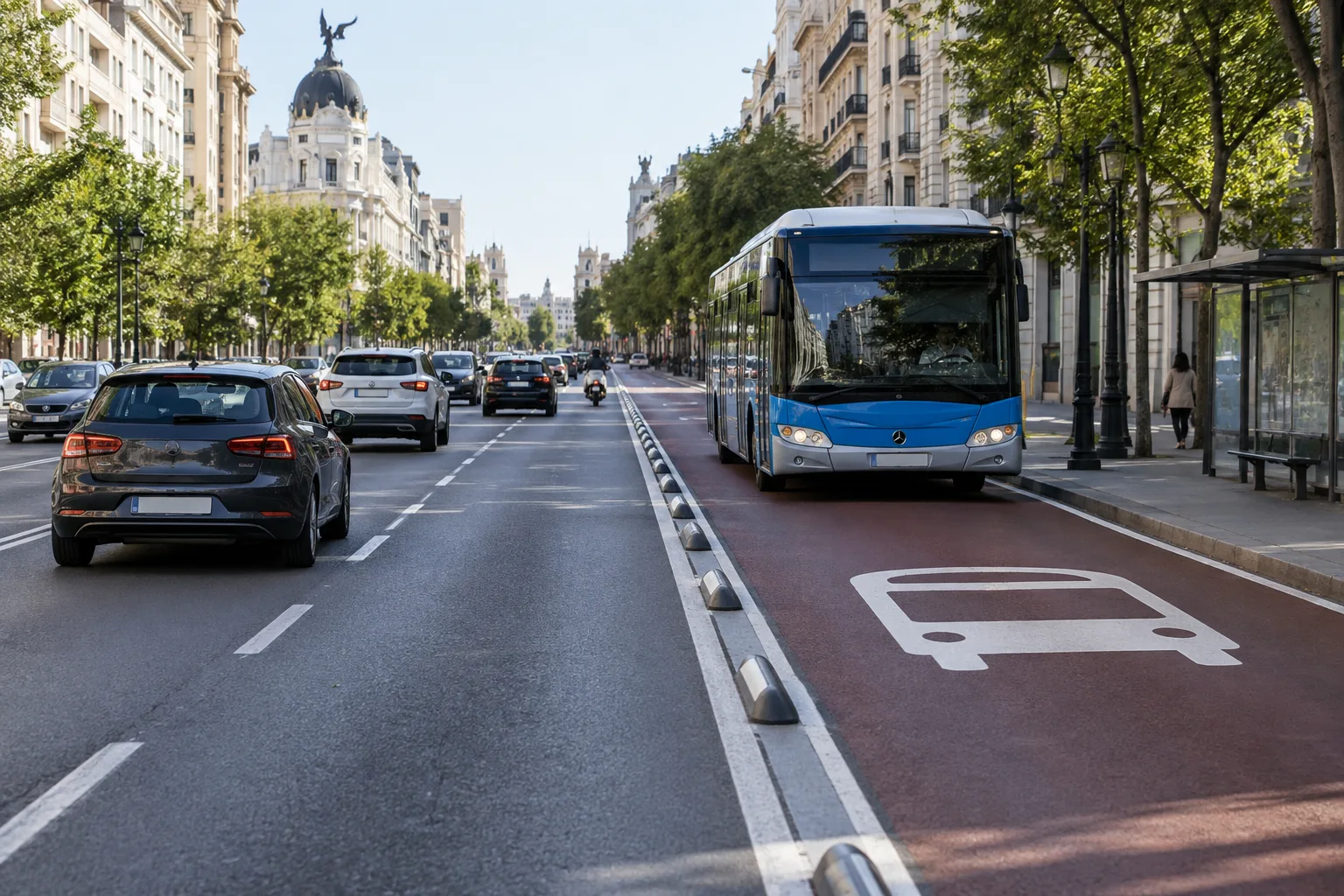 Carriles reservados a autobuses junto a los carriles de circulación general