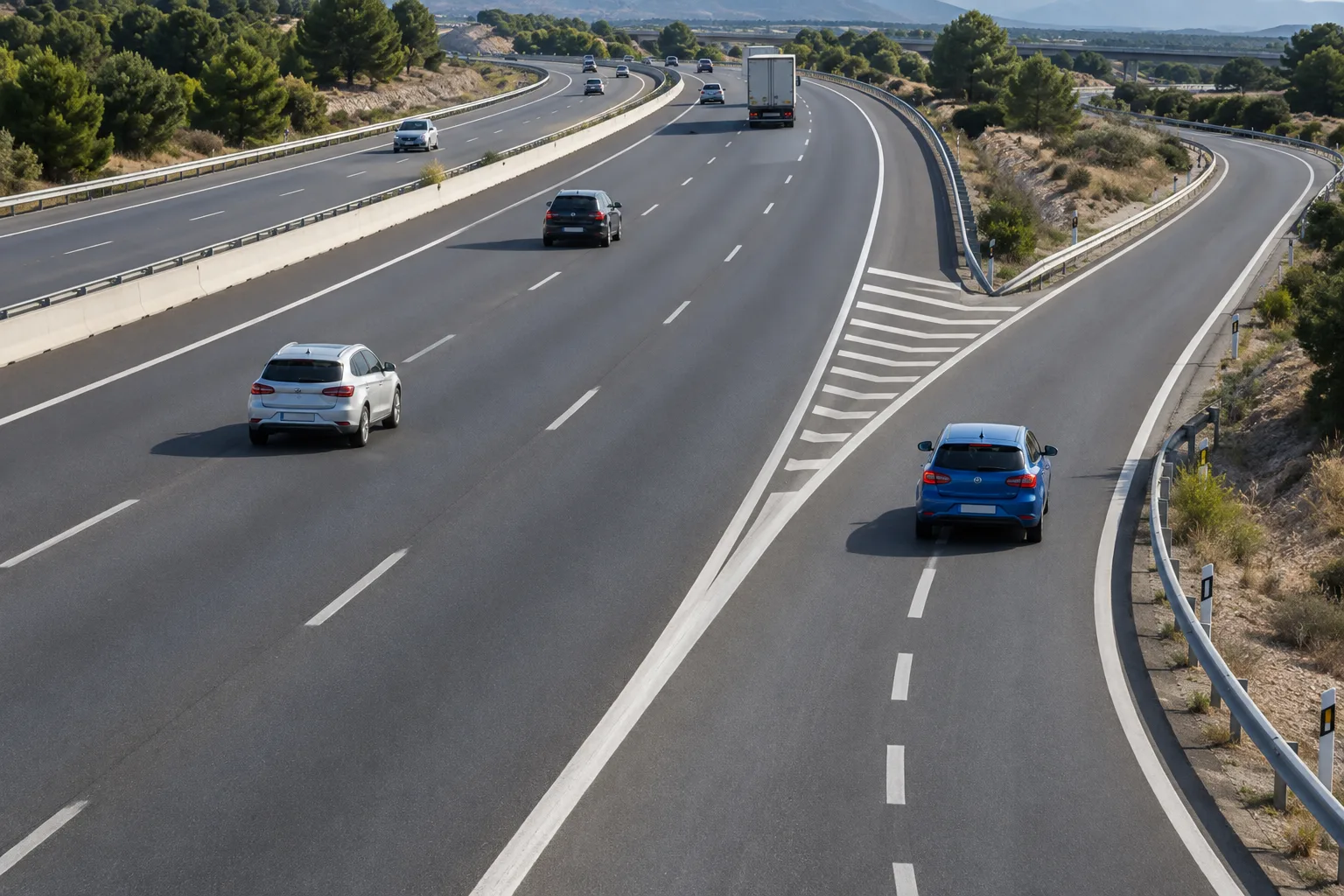 Carril de aceleración para incorporarse a una autovía